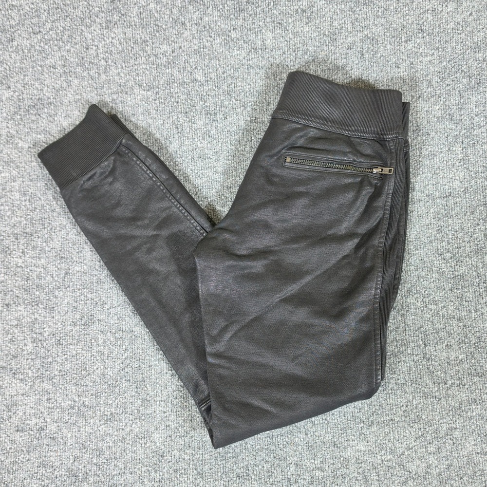 Polo Ralph Lauren Womens Black Coated Moto Jogger Pants Size S Biker Waxed Slim